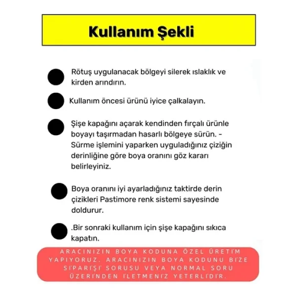 Togg T10x Anadolu Ateşi Sedefli Kırmızı 793 - Çizik Giderici Rötuş Boyası 2 Şişe 30/30ml. - Görsel 4