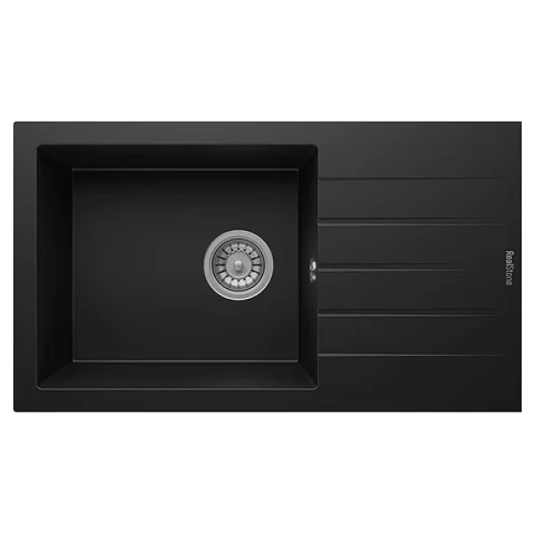 Realstone Assos P010 76 XL Tek Gözlü Siyah Granit Eviye - Görsel 4