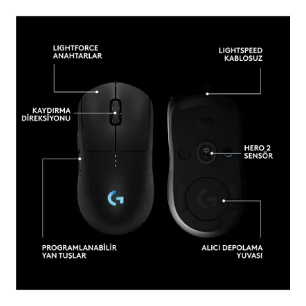 Logitech G Pro 2 910-007296 Siyah Lightspeed Hero Şarjlı Optik Kablosuz Oyuncu Mouse - Görsel 9