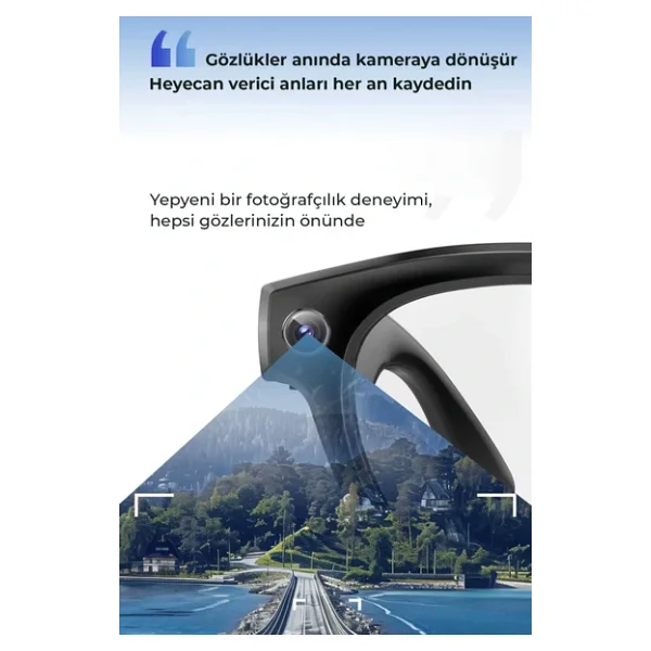 Pro Max Akıllı Gözlük Kameralı Yapay Zeka,Müzik Dinleme,Telefon İle Konuşma Bluetooth - Görsel 7