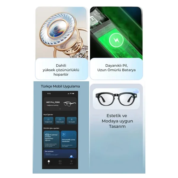 Pro Max Akıllı Gözlük Kameralı Yapay Zeka,Müzik Dinleme,Telefon İle Konuşma Bluetooth - Görsel 6