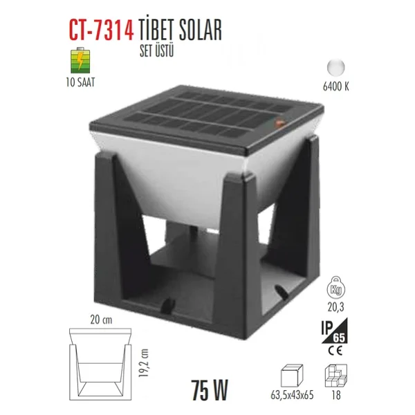 Cata Ct-7314 Tibet 75 W Set Üstü Solar Bahçe Armatürü - Görsel 5