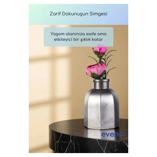 Vazo Küçük Vazo Masa Üstü Vazo Ev Dekorasyon Vazo Gümüş Eskitme Renk Model 53 - Gümüş Eskitme - Görsel 2