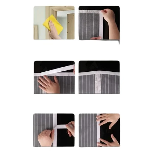 Mıknatıslı Kapı Sinekliği Çift Taraflı Bant Hediyeli Kendiliğinden Kapanan Kapı Tülü - Görsel 7