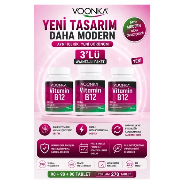 Voonka Vitamin B12 90 Tablet 3 Adet - Görsel 4