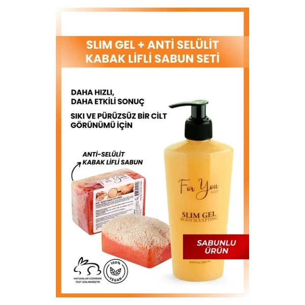 For You Gold Slim Jel Inceltici - Sıkılaştırıcı - Yağ Yakıcı- Çatlak Karşıtı Ve Selülit Kremi & Kabak Lifli Sabun - Görsel 3