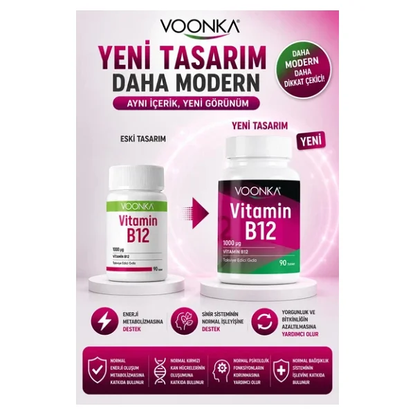 Voonka Vitamin B12 90 Tablet 3 Adet - Görsel 5