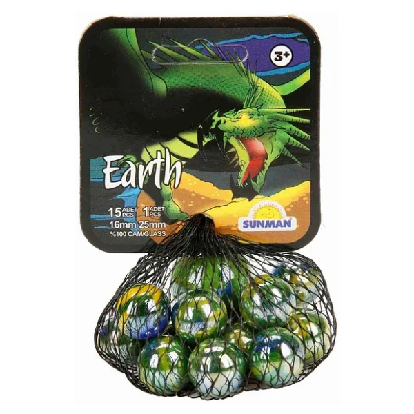 Dragonlar Renkli Misket Seti Filede 15+1 Büyük Baş Meşe Cam Misket Oyuncak - Görsel 6