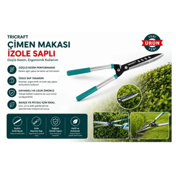 Tricraft İzole Saplı Çim Makası Bahçe Çit Budama Makası - Görsel 4