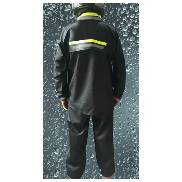 Erkek Premium Motorcu Kurye Yağmurluk Takım Su Geçirmez Pvc Kumaş Reflektörlü - Siyah - Görsel 9