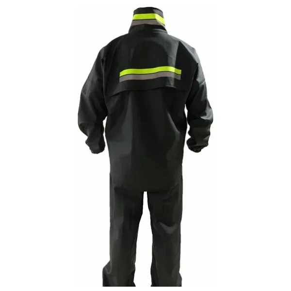 Erkek Motorcu Kurye Su Geçirmez Yağmurluk Takım - Siyah - Görsel 7