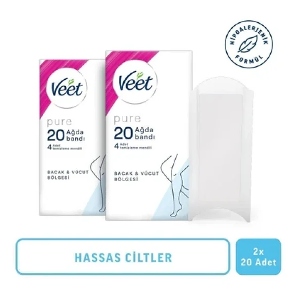 Veet Pure Hipoalerjenik Bacak Ve Vücut Bölgesi İçin 20'li 2 Adet Sir Ağda Bandı - Görsel 3