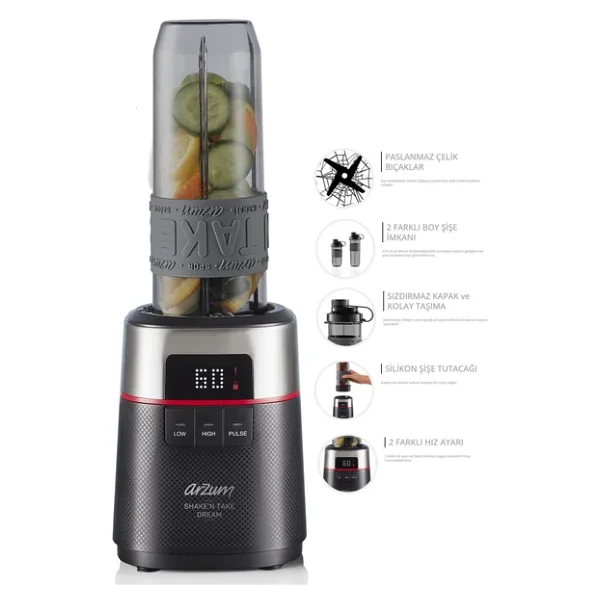 Arzum Ar1148 Shake'n Take Dream 500 W Siyah Kişisel Smoothie Blender - Görsel 6