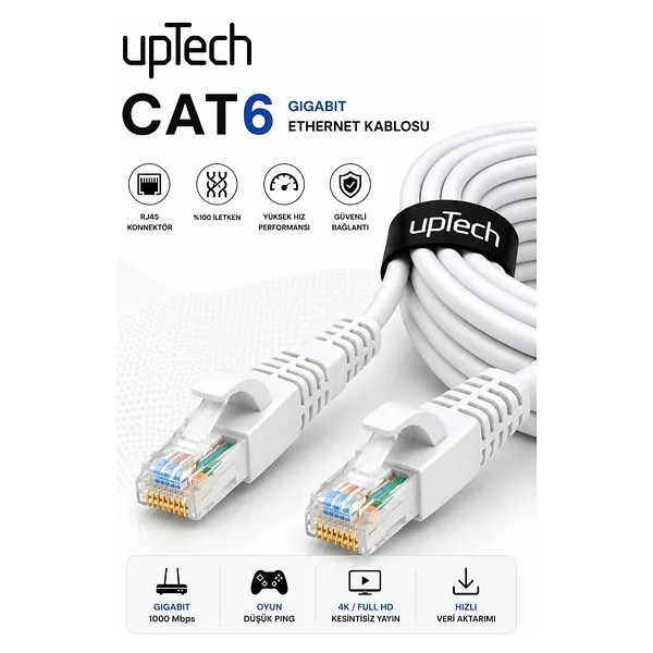 Uptech Cat6 Ethernet Kablosu 15 Metre Rj45 Lan İnternet Modem Router Bilgisayar Kablosu - Görsel 4