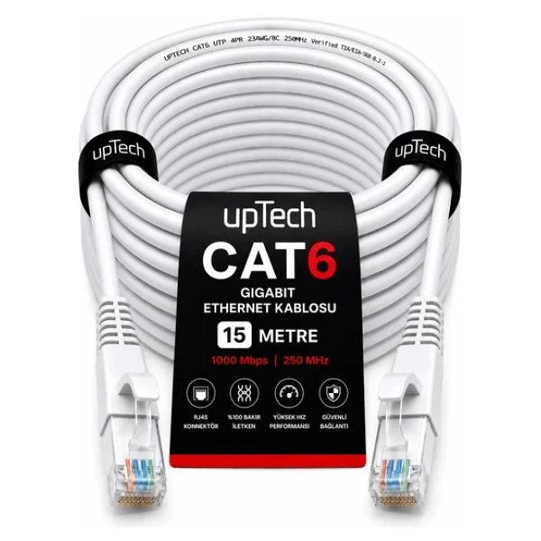 Uptech Cat6 Ethernet Kablosu 15 Metre Rj45 Lan İnternet Modem Router Bilgisayar Kablosu - Görsel 3
