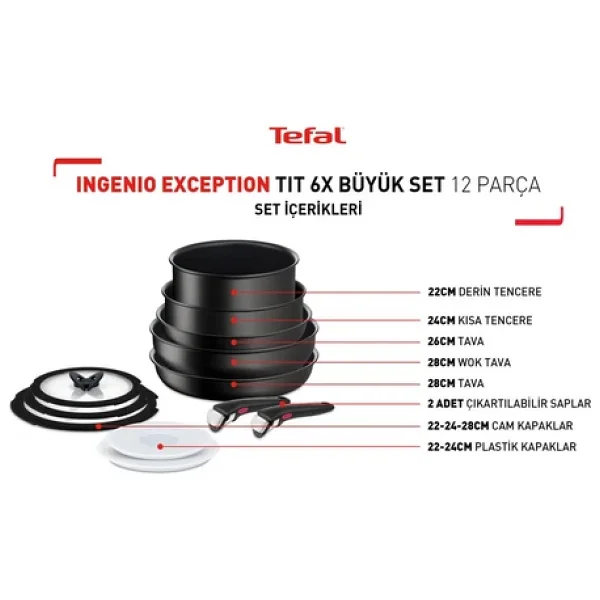 Tefal Ingenio Exception Titanyum 6x 12 Parça Büyük Tava Tencere Seti - Görsel 3