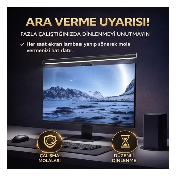 Polham Profesyonel 50 Cm Ayarlanabilir LED Monitör Işığı, Göz Korumalı Renk Sıcaklığı Ayarlı Alüminyum Monitör Lambası - Görsel 6