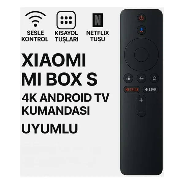 Xiaomi Mi Box S 4K Android TV Kumandası, Mi Boxs S 4K Uzaktan Kumanda Bluetooth Özellikli - Görsel 4