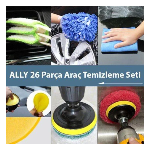 Polham 26 Parça Araç İçi Detaylı Temizlik Seti, Matkap Uçlu Ev, Araç Ultra Detaylı Temizlik Seti - Görsel 4