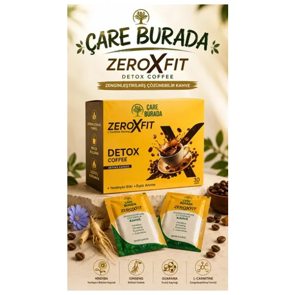 Çare Burada Zeroxfit Detoks Kahvesi 30 Adet (Guarana & Hindiba & Ginseng & L-Carnitine) - Görsel 3