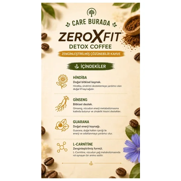 Çare Burada Zeroxfit Detoks Kahvesi 30 Adet (Guarana & Hindiba & Ginseng & L-Carnitine) - Görsel 5