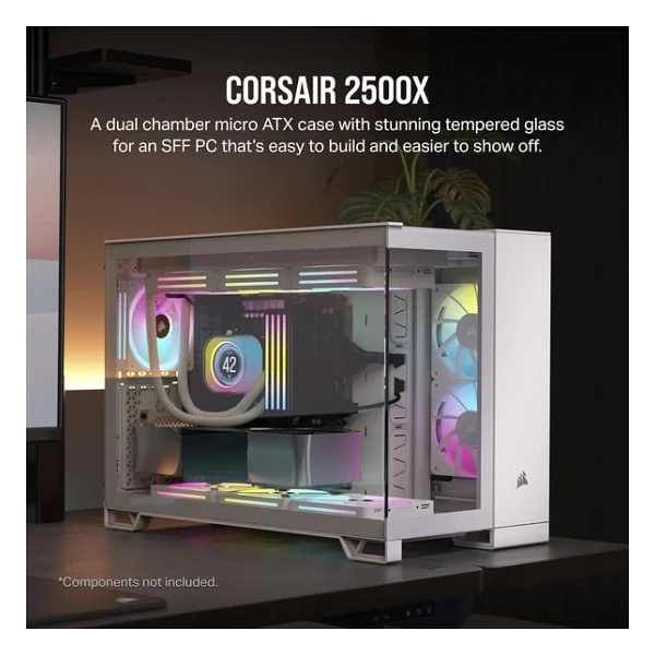 Corsair 2500X CC-9011266-WW Fansız Beyaz Micro ATX Oyuncu Kasası - Görsel 4