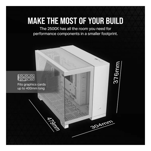 Corsair 2500X CC-9011266-WW Fansız Beyaz Micro ATX Oyuncu Kasası - Görsel 6