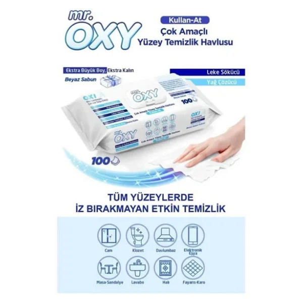 Mr. Oxy Beyaz Sabun Kokulu Yüzey Temizlik Havlusu 100 Yaprak - Görsel 4