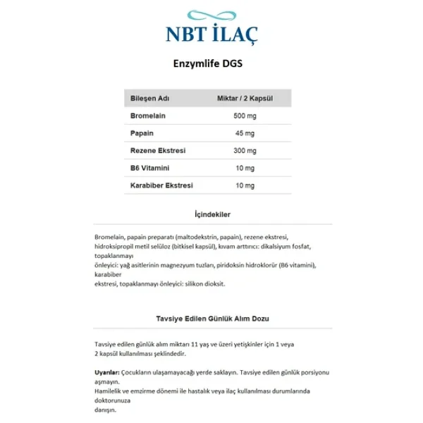 Nbt Life Enzymlife Dgs 60 Kapsül - Görsel 8