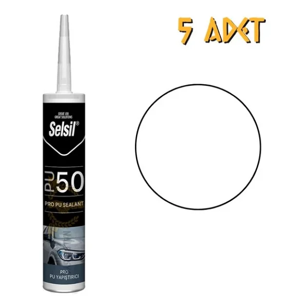 Selsil Poliüretan Mastik Yapıştırıcı Pu50 Beyaz 280 Ml. - 5 Adet - Görsel 3