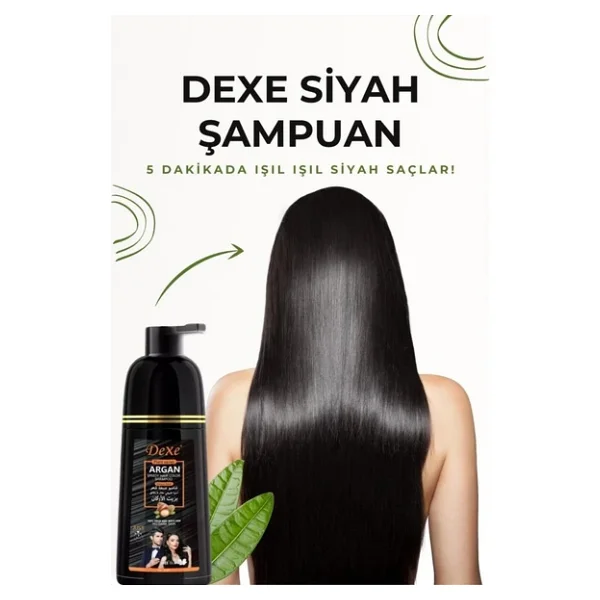 Dexe Bitki Serisi Argan Yağlı Beyaz Kapatıcı Şampuan Boya 420 Ml Siyah - Görsel 3