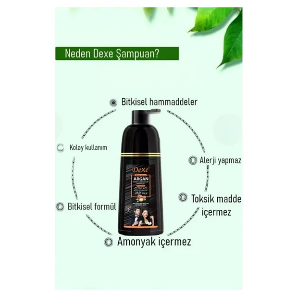 Dexe Bitki Serisi Argan Yağlı Beyaz Kapatıcı Şampuan Boya 420 Ml Siyah - Görsel 6
