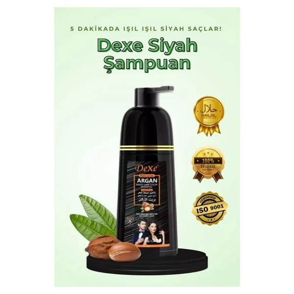 Dexe Bitki Serisi Argan Yağlı Beyaz Kapatıcı Şampuan Boya 420 Ml Siyah - Görsel 5