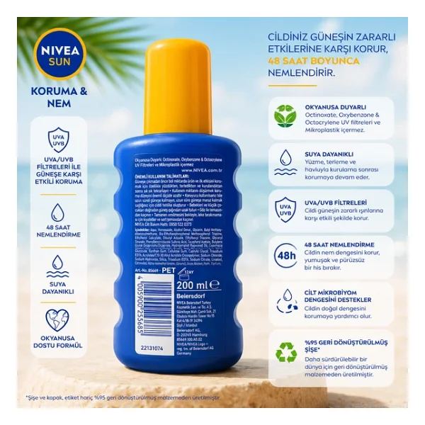 Nivea Sun Güneş Kremi Spf50 200 Ml Sprey, Çok Yüksek Güneş Koruyucu Ve 48 Saat - Görsel 2