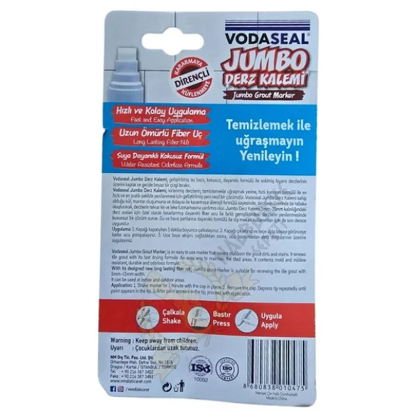Vodaseal Derz Kalemi Jumbo 5-15 Mm. - 22 Ml. - Beyaz - Görsel 4