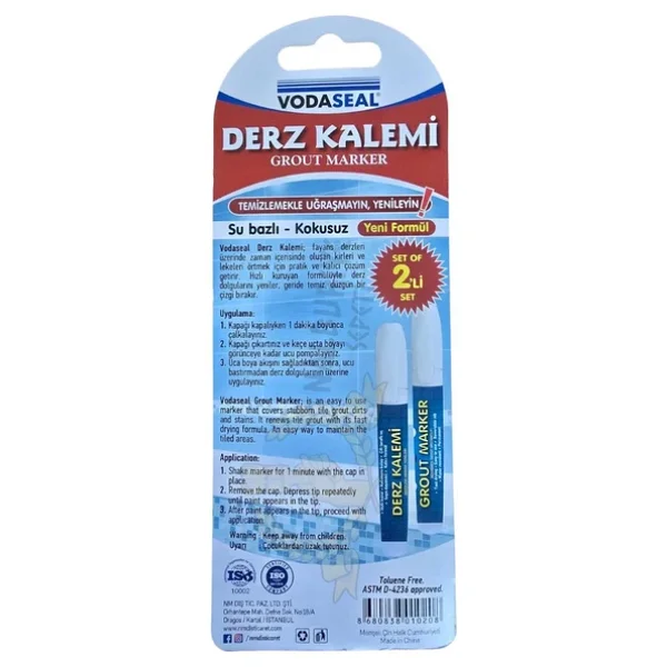 Vodaseal Kokusuz Ve Suya Dayanıklı Derz Kalemi İkili Set - Beyaz - Görsel 4