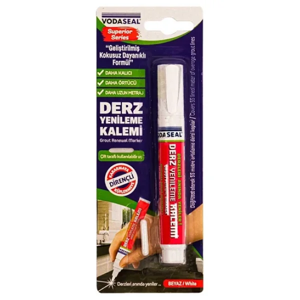 Vodaseal Kokusuz Ve Suya Dayanıklı Derz Yenileme Kalemi - Beyaz - Görsel 3