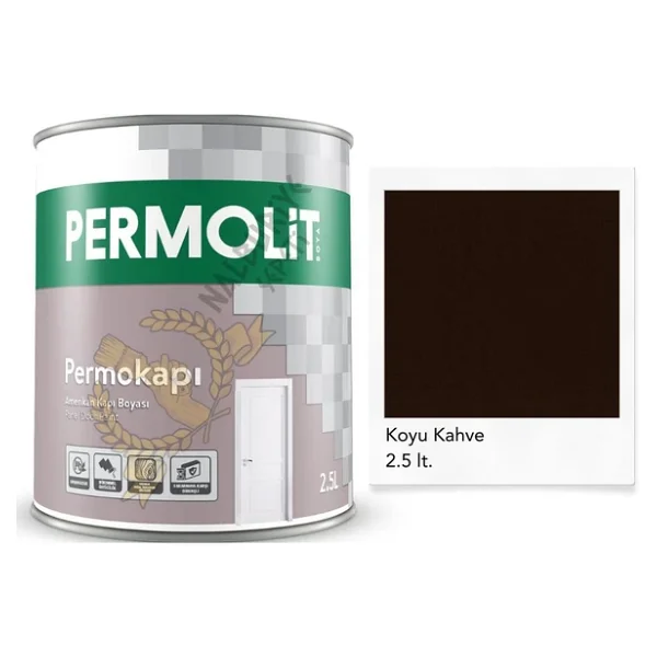 Permolit Sentetik Amerikan Panel Kapı Boyası Koyu Kahve 2.5 Lt. - Görsel 3