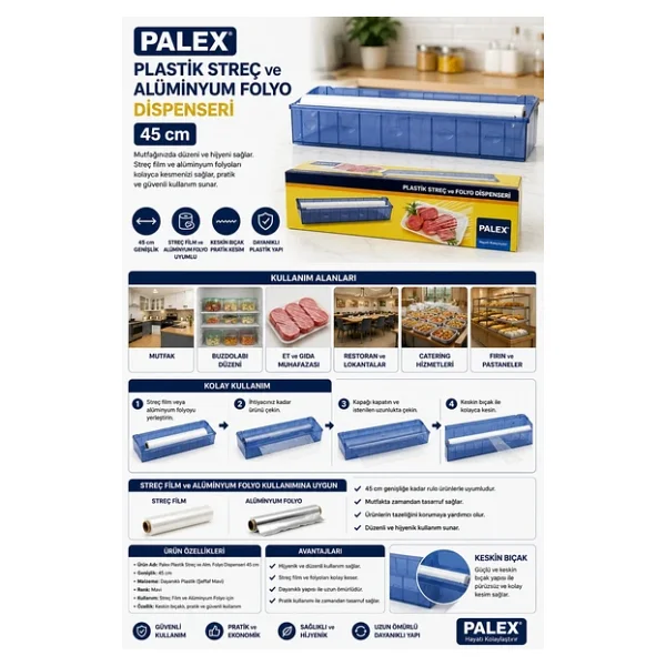 Palex S-45 Plastik Streç Ve Alüminyum Folyo Dispenseri 45cm - Görsel 8