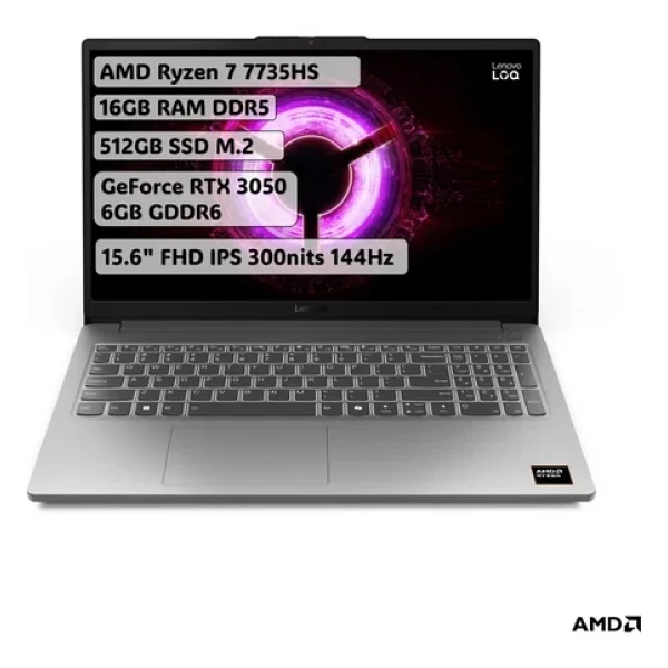 Lenovo Loq Essential Ryzen 7 7735hs 16gb 512gb Rtx3050 Freedos 15.6" FHD 144hz 83s00033tr Oyuncu Notebook - Görsel 2