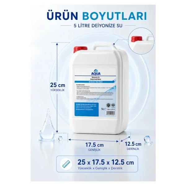 Aqua Med 5000 Ml Deiyonize Su Laboratuvar Temizlik Akü Ütü Radyatör Suyu Hijyenik Dezenfekte Temizleyici Saf Distile Su Kireç Önleyici Temizleyici - Görsel 5