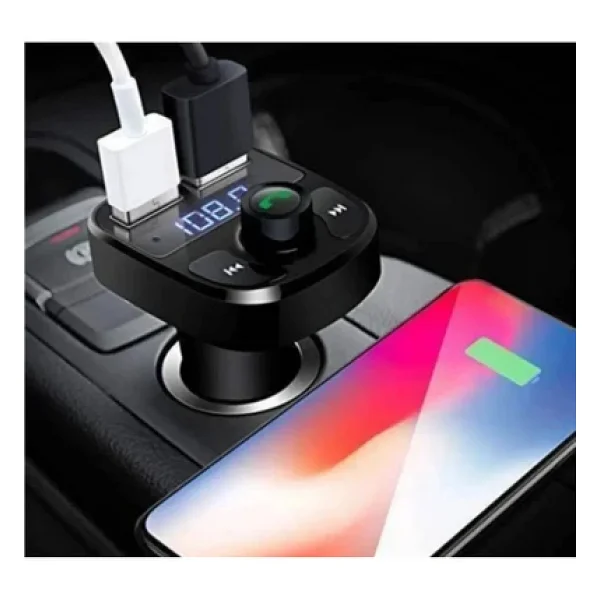Aksesuar Manessa Car Mp3 Araç Fm Transmitter, Bluetooth USB, Mp3, Kart Çakmaklık Girişli Oto Müzik Çalar Kiti - Görsel 5
