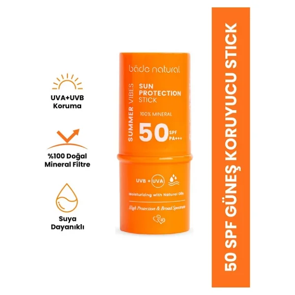 Bade Natural Mineral Filtreli ve Doğal Yüksek Korumalı 6 gr 50 Faktör Stick Güneş Kremi