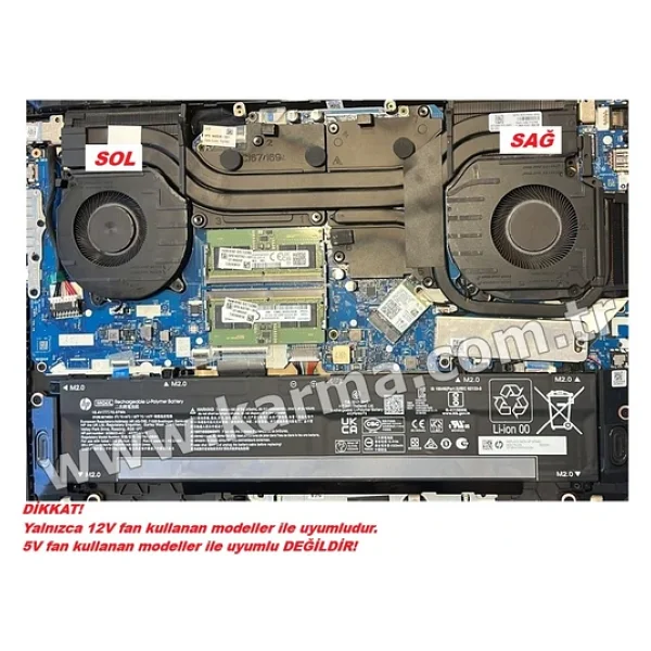 Hp Victus Gaming 16-S0058nt (892q6ea) Notebook Fanı - Ver.2 - 12volt (Sağ Fan) - Görsel 3