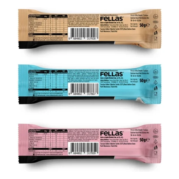 Fellas Çikolata Kaplı Highpro Protein Bar 50gr Karma Kutu ( 3 X 3) - Görsel 5