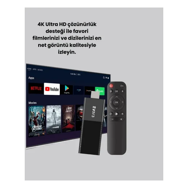 Wi-Fi Ve Bluetooth Destekli Android TV Dönüştürücü Stick - Görsel 3