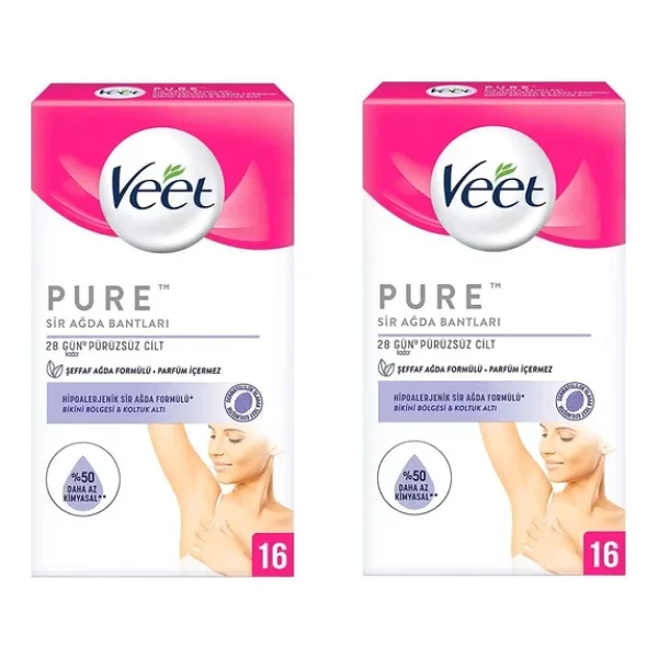 Veet Pure Hipoalerjenik Koltuk Altı Ve Bikini Bölgesi 16'lı 2 Adet Sir Ağda Bandı - Görsel 3