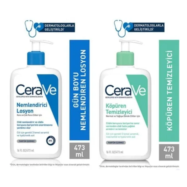 Cerave Nemlendirici Losyon 473 Ml + Köpüren Temizleyici 473 Ml - Görsel 3