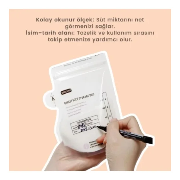 Bebebao 200 Ml 10'lu Anne Sütü Saklama Poşeti - Görsel 6