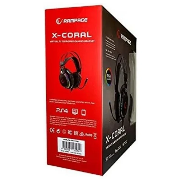 Rampage X-Coral Rm-K48 RGB 7.1 USB Kablolu Kulak Üstü Oyuncu Kulaklığı - Görsel 2